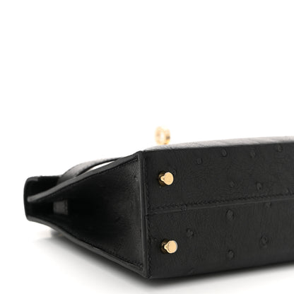 Hermes Ostrich Kelly Sellier Mini 20 Black 9 of 11