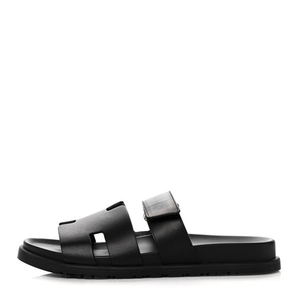 Hermes Calfskin Womens Chypre Sandals 41 Black 1 of 9