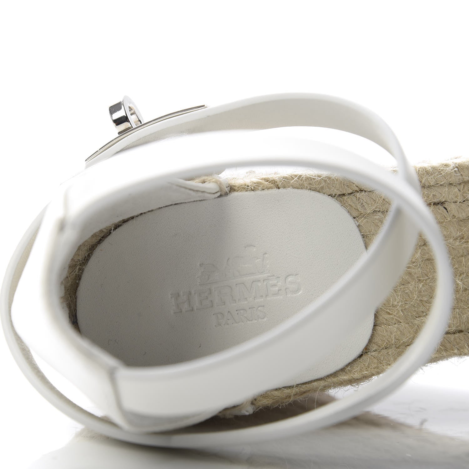 Hermes Calfskin Tivoli Espadrille Wedge Sandals 36 White 7 of 9