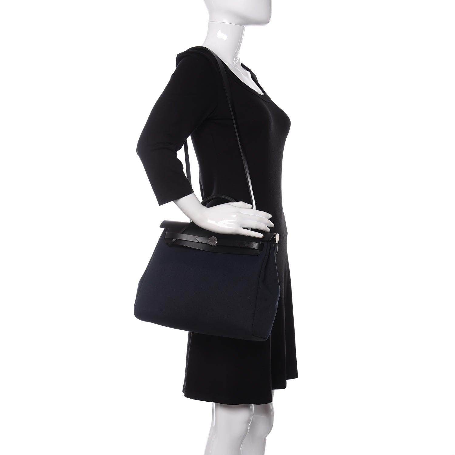 Hermes Military Toile Vache Hunter Herbag Zip PM 31 Black Bleu Indigo 2 of 9