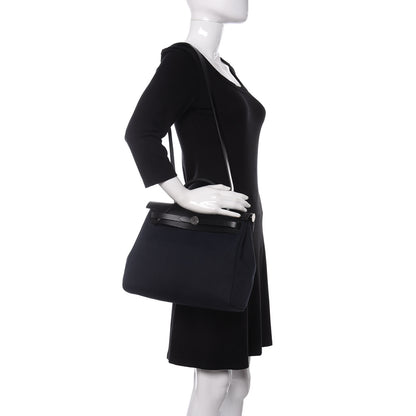 Hermes Military Toile Vache Hunter Herbag Zip PM 31 Black Bleu Indigo 2 of 9
