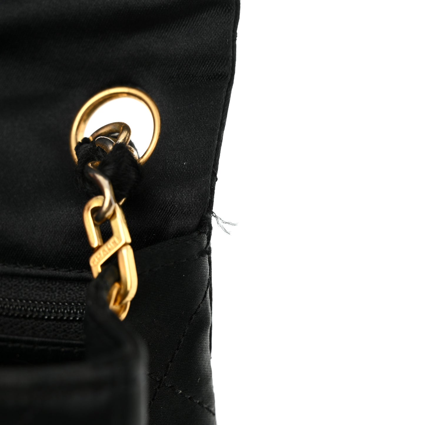 Satin Quilted Mini Square Flap Black