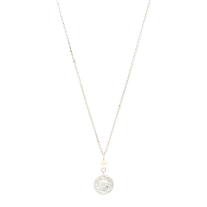 Tiffany Sterling Silver Pearl Nature Rose Pendant Necklace 1 of 4