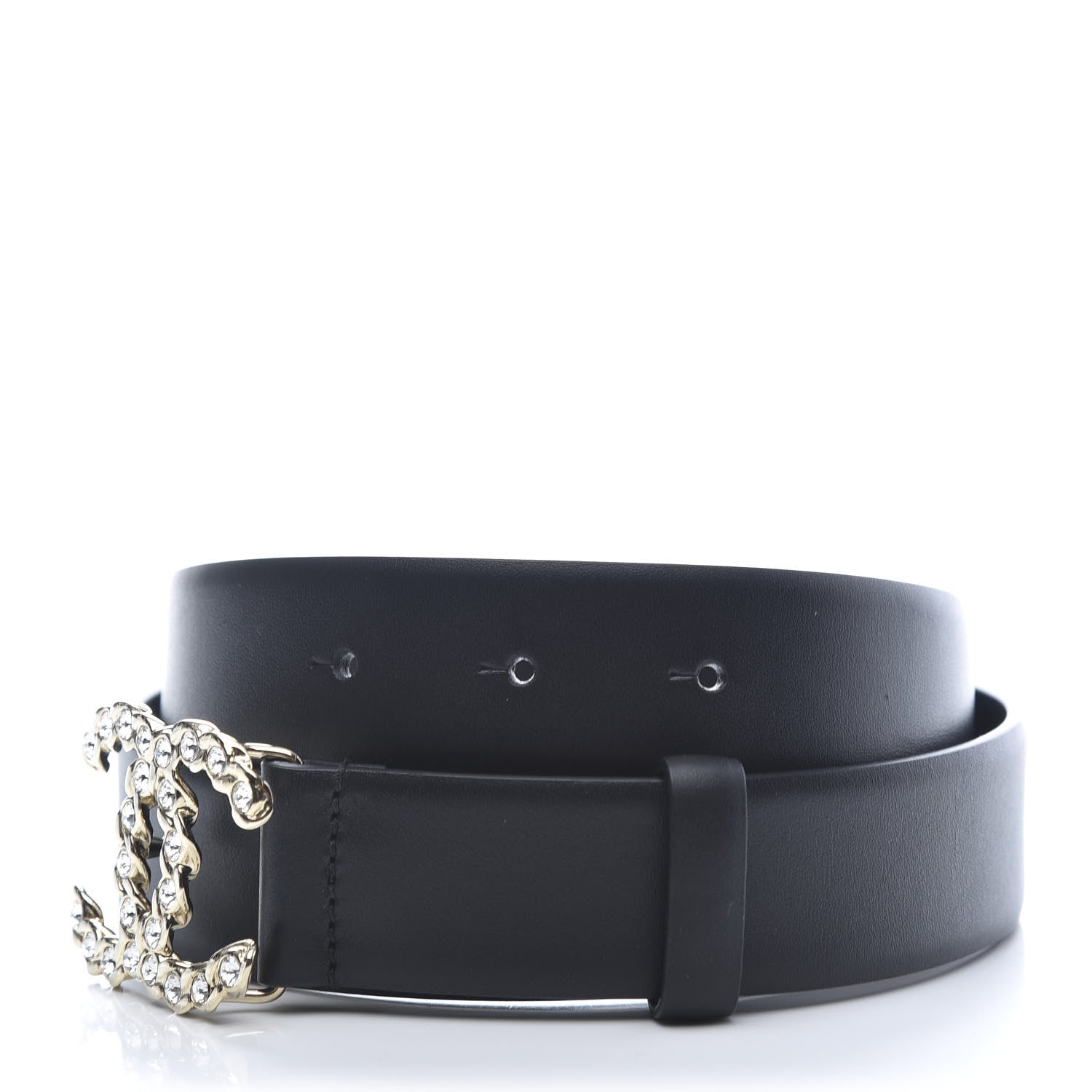 Chanel Calfskin Crystal Pearls Coronation CC Belt 80 32 Black 3 of 6