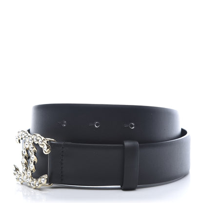 Chanel Calfskin Crystal Pearls Coronation CC Belt 80 32 Black 3 of 6