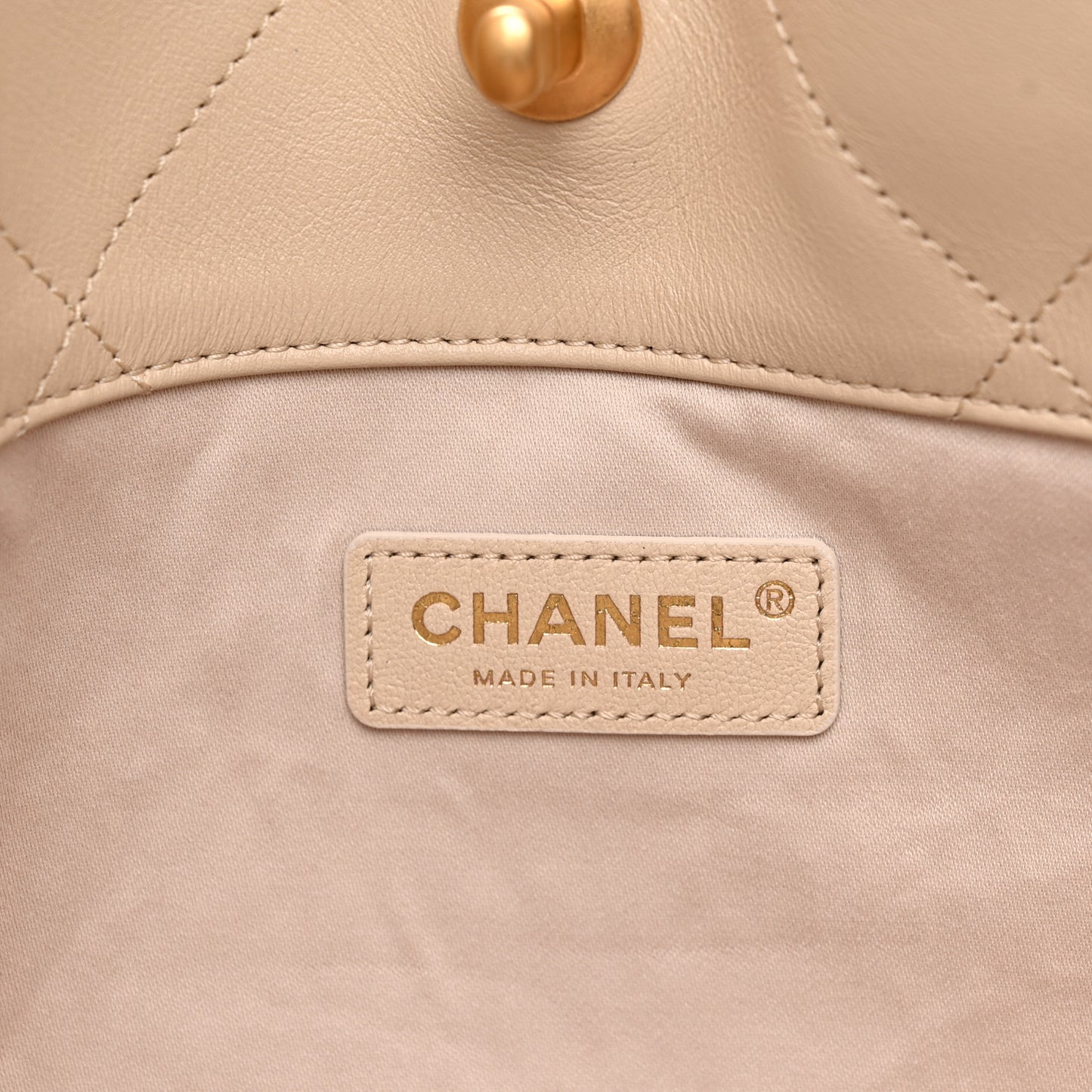 Calfskin Quilted Small Shopping Bag Beige