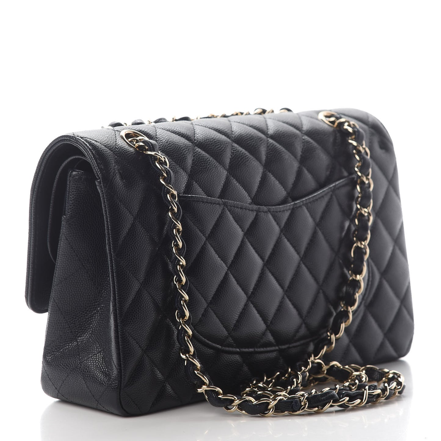 Caviar Quilted Medium Double Flap Navy