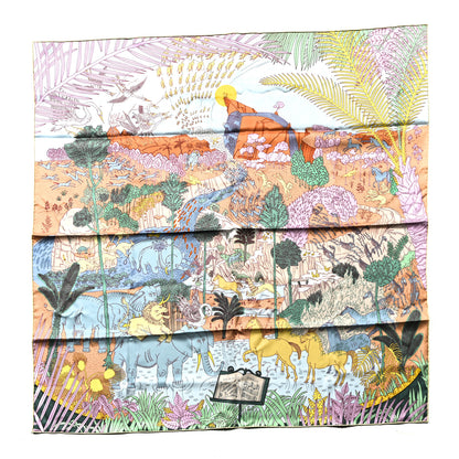 Hermes Silk Le Carnaval des Animaux Scarf 90 Aqua Vert Jaune 1 of 6