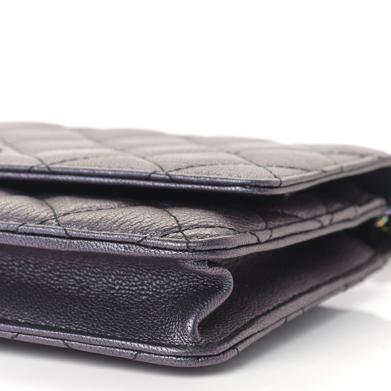 Chanel Iridescent Goatskin Quilted Wallet On Chain WOC Purple 9 of 9