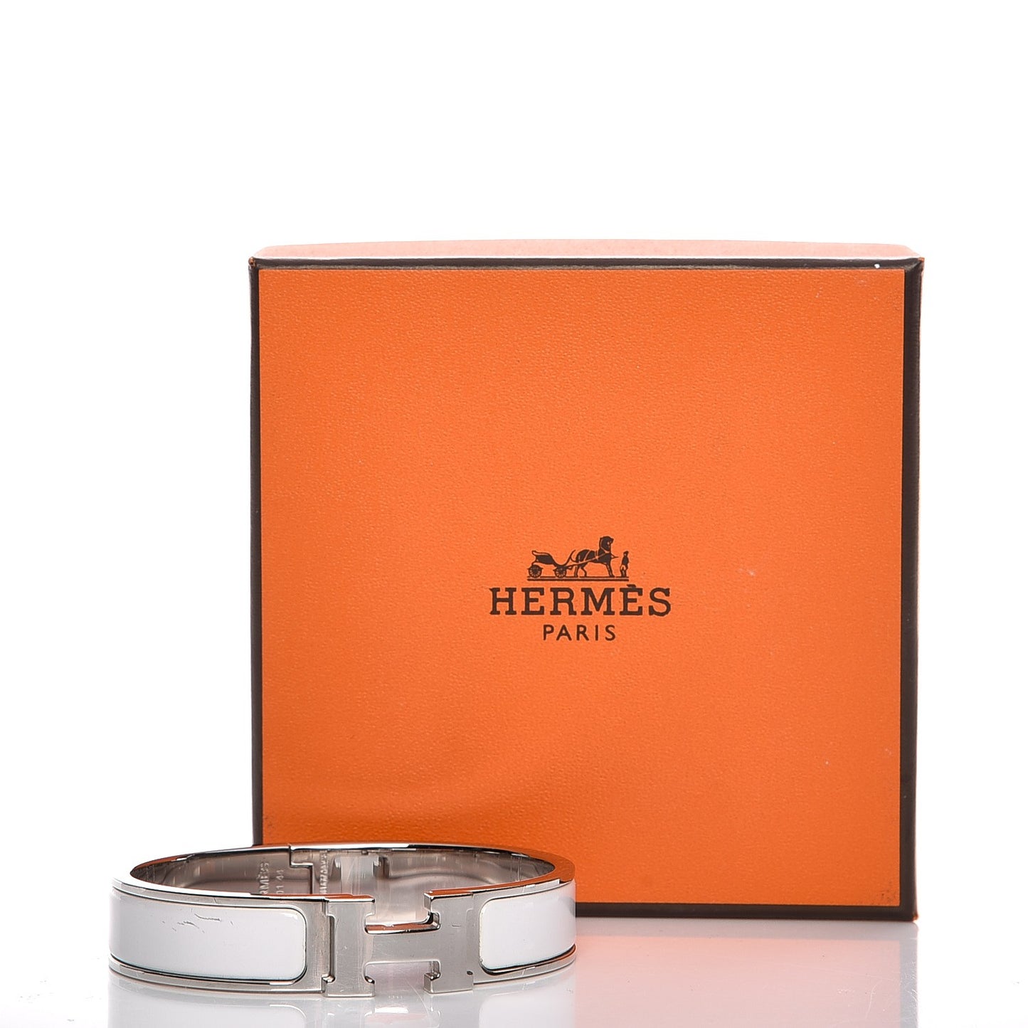Enamel Narrow Clic Clac H Bracelet PM White