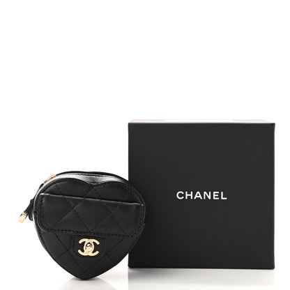 Chanel Lambskin Quilted CC In Love Heart Zipped Arm Coin Purse Black 8 of 8