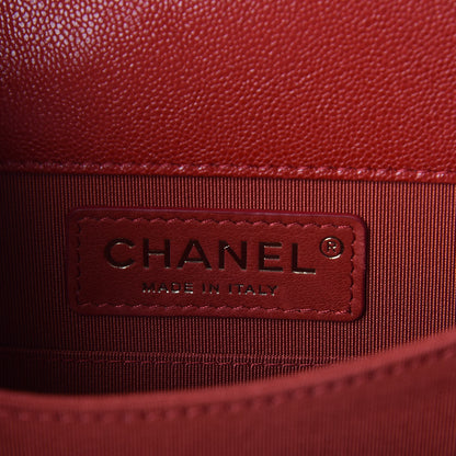 Chanel Caviar Quilted North South Boy Flap Red 6 of 8