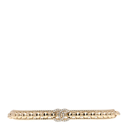 Chanel Metal Crystal Bead Chain Link CC Choker Necklace Gold 1 of 4