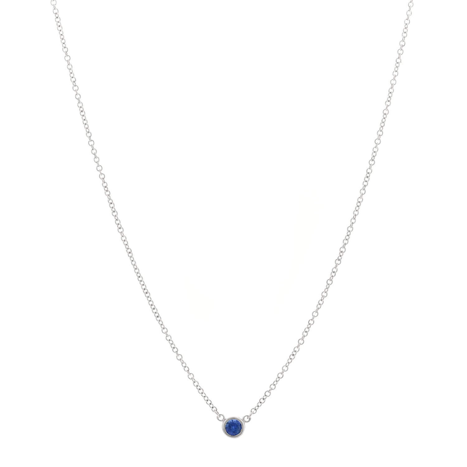 Tiffany Platinum Blue Sapphire .11ct Elsa Peretti Color by the Yard Necklace 1 of 5