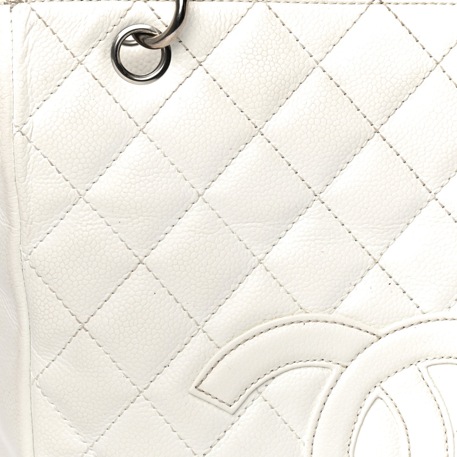 Chanel Caviar Quilted Petit Shopping Tote PST White 25 of 38
