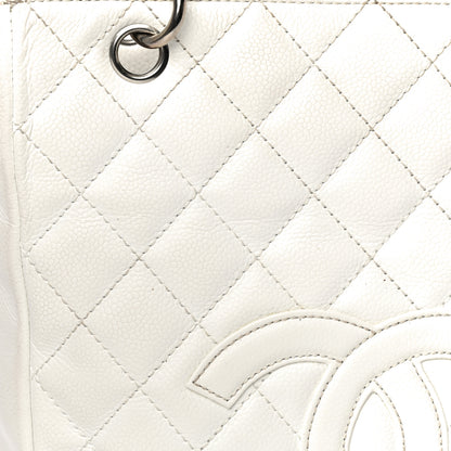 Chanel Caviar Quilted Petit Shopping Tote PST White 25 of 38