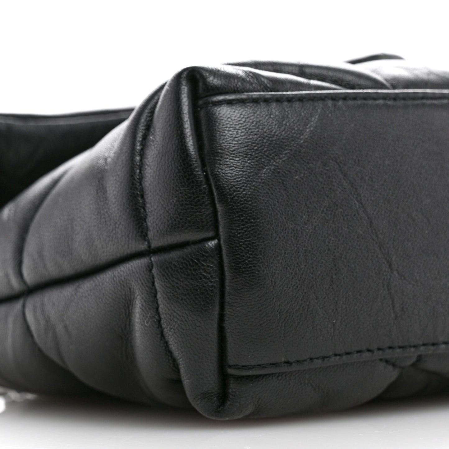 Calfskin Quilted Toy Loulou Puffer Monogram Monochrome Chain Satchel Black