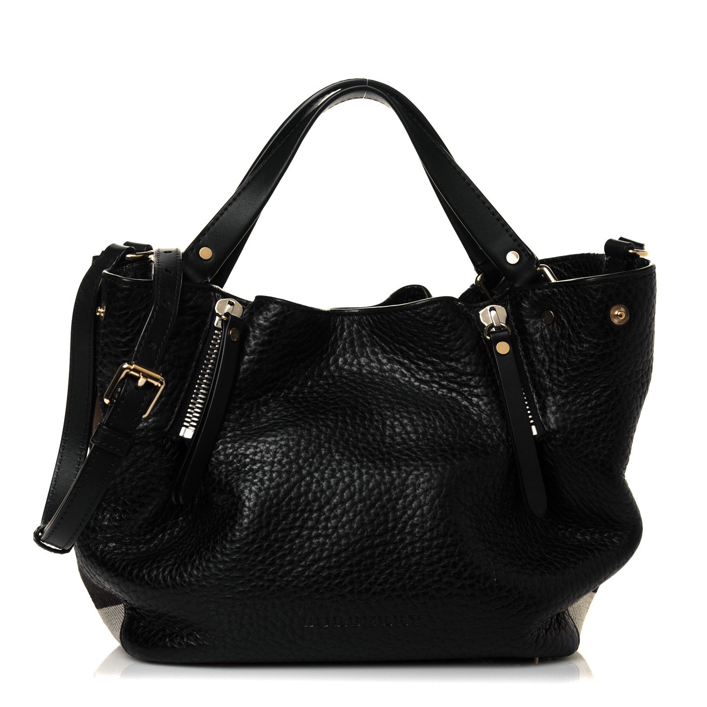 Grainy Calfskin House Check Small Maidstone Black