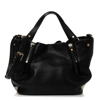Burberry Grainy Calfskin House Check Small Maidstone Black 1 of 5