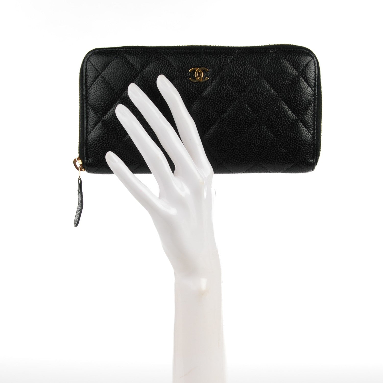 Chanel Caviar Quilted Large Gusset Zip Around Wallet Black 2 of 9