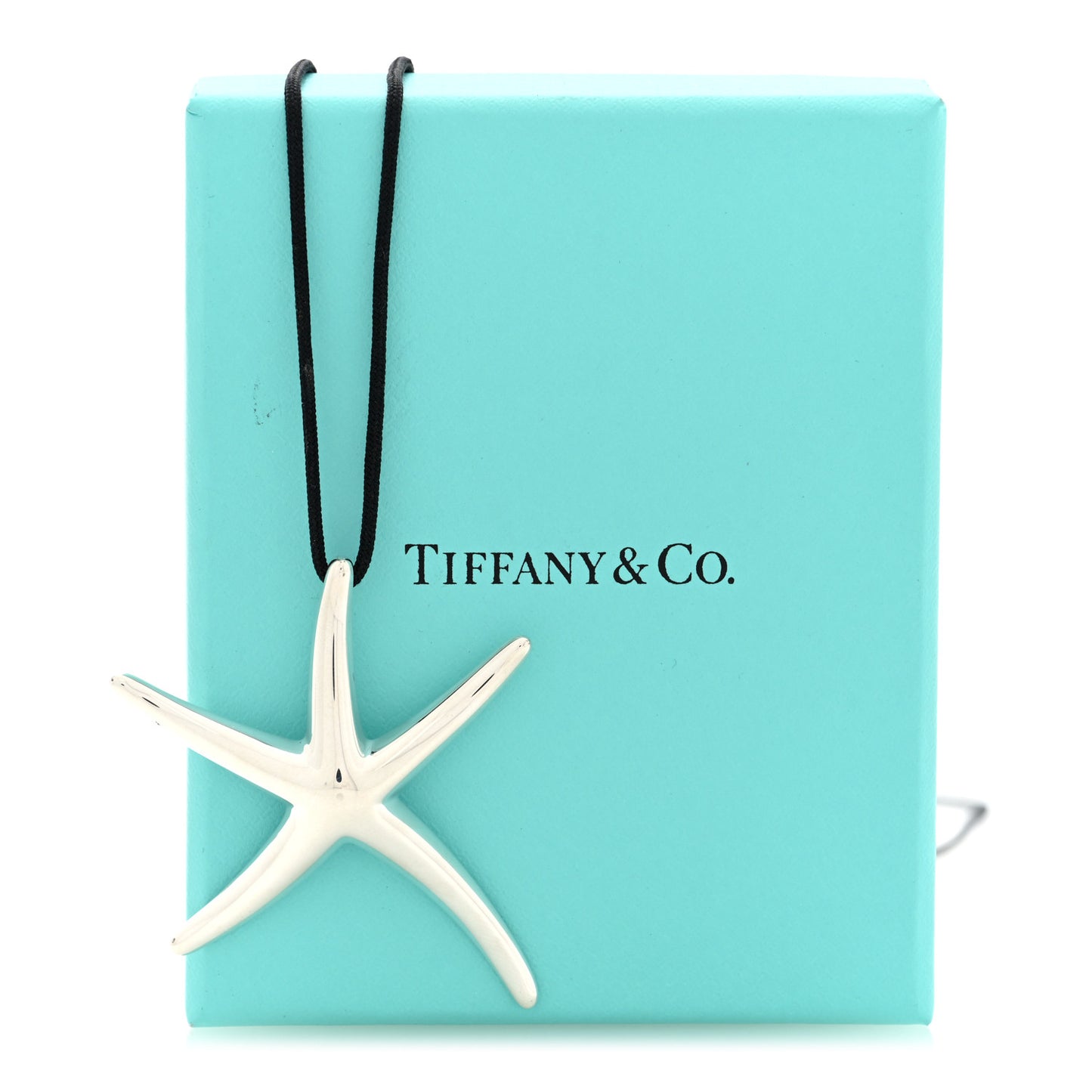 Sterling Silver 42mm Elsa Peretti Starfish Pendant Cord Necklace