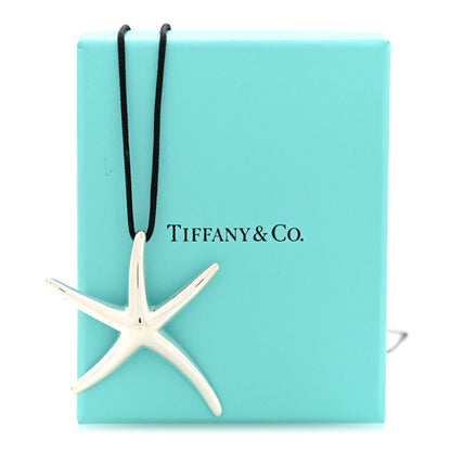 Tiffany Sterling Silver 42mm Elsa Peretti Starfish Pendant Cord Necklace 5 of 5