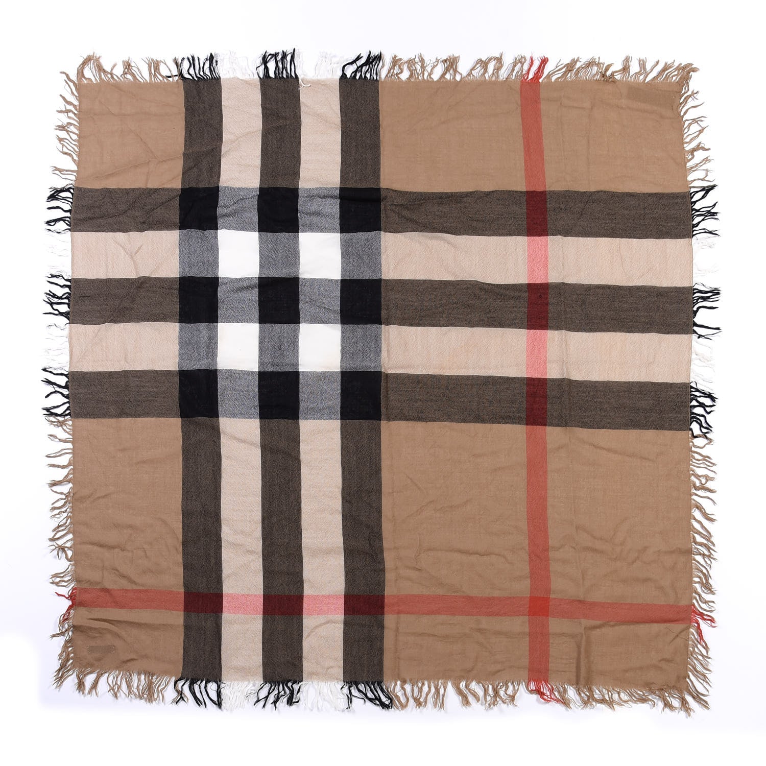 Burberry Merino Wool House Check Square Scarf Brown 1 of 4