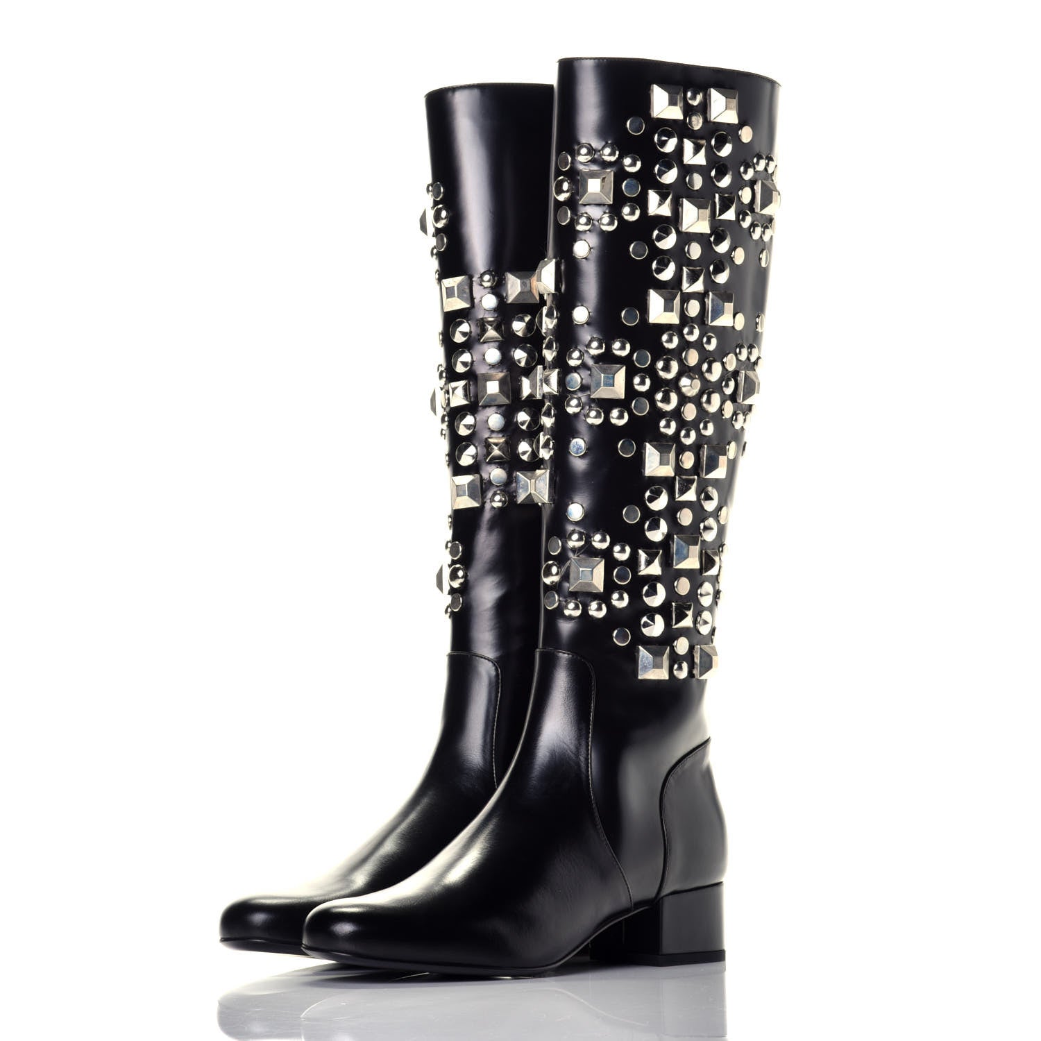 Saint Laurent Ketta Studded Babies 40 Brod Knee High Boots 36.5 Black 3 of 8