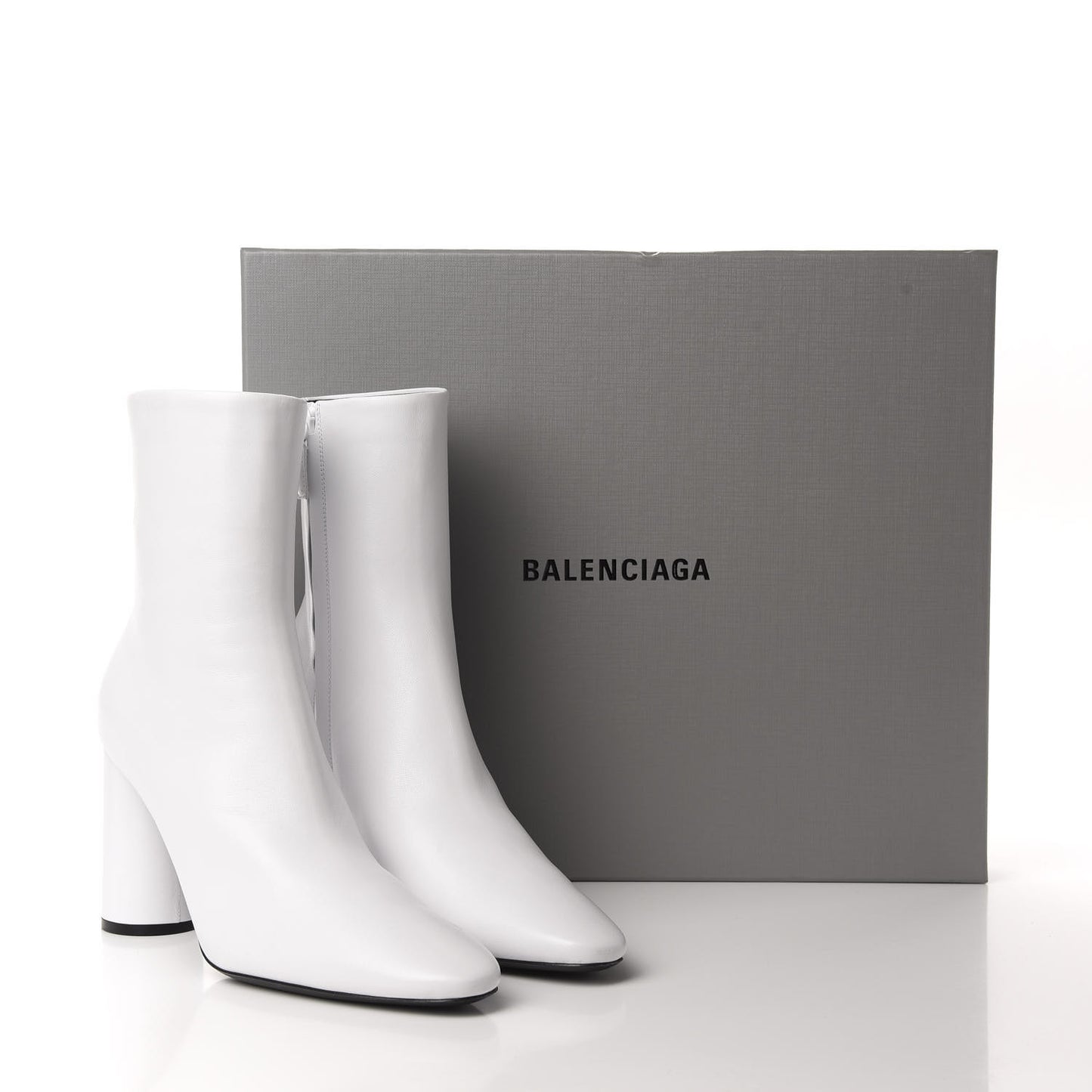 Shiny Sheepskin 20mm Oval Booties 36.5 White Black