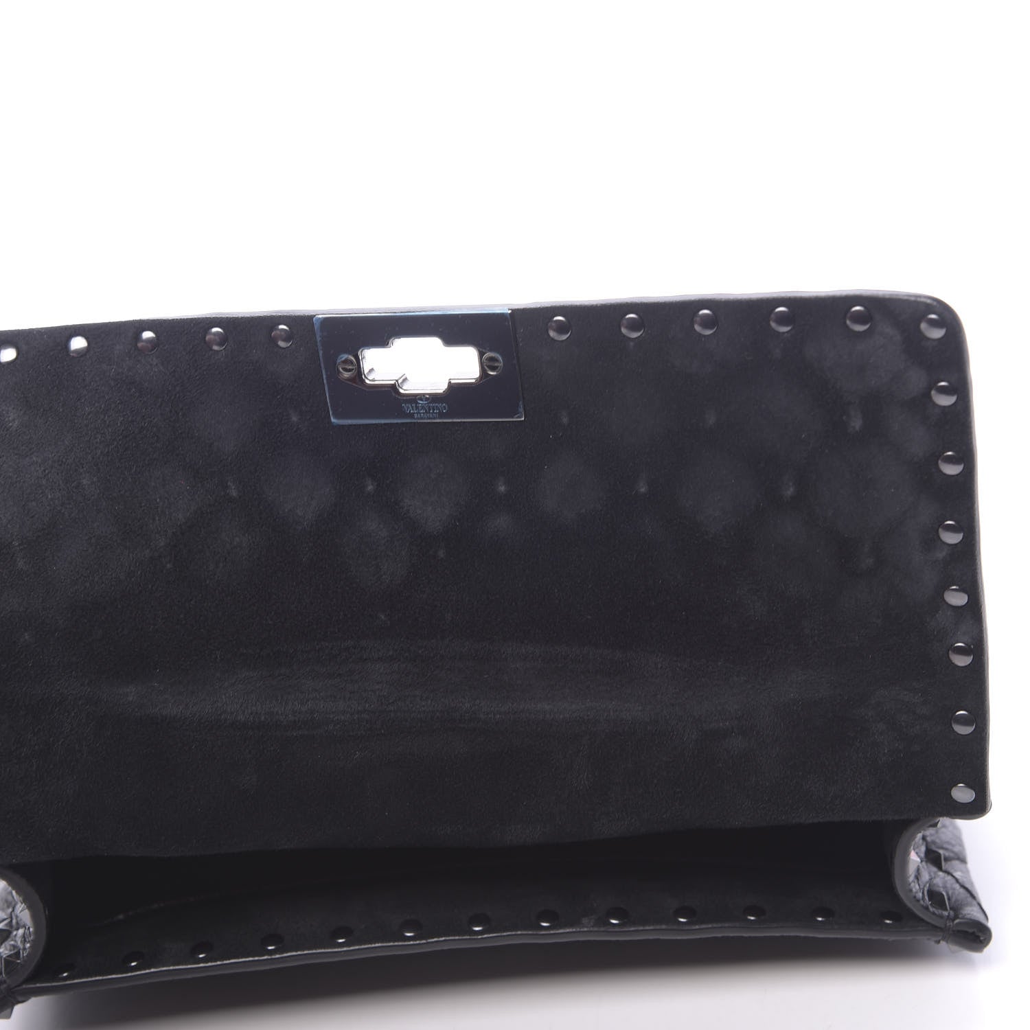 Valentino Garavani Craquele Nappa Medium Rockstud Spike Shoulder Bag Black 9 of 10