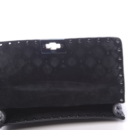 Valentino Garavani Craquele Nappa Medium Rockstud Spike Shoulder Bag Black 9 of 10