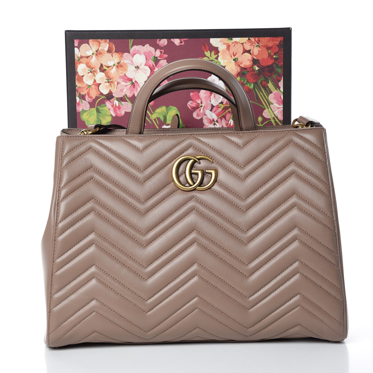 Calfskin Matelasse Medium GG Marmont Tote Porcelain Rose
