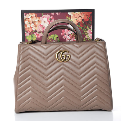 Gucci Calfskin Matelasse Medium GG Marmont Tote Porcelain Rose 11 of 11