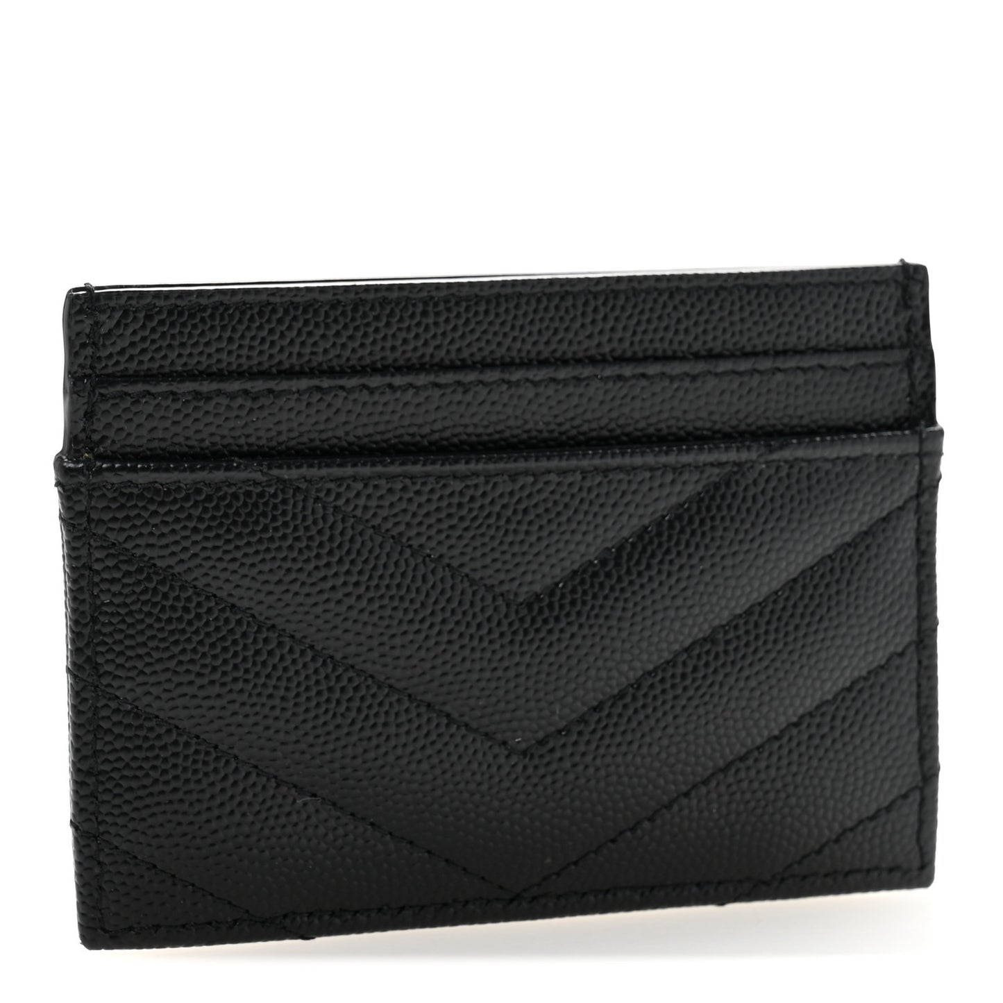 Grain De Poudre Matelasse Chevron Monochrome Monogram Credit Card Case Black
