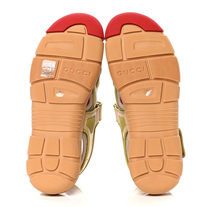 Gucci Mesh Fabric Mens Tinsel Sport Sandals 9 Beige Red 4 of 4