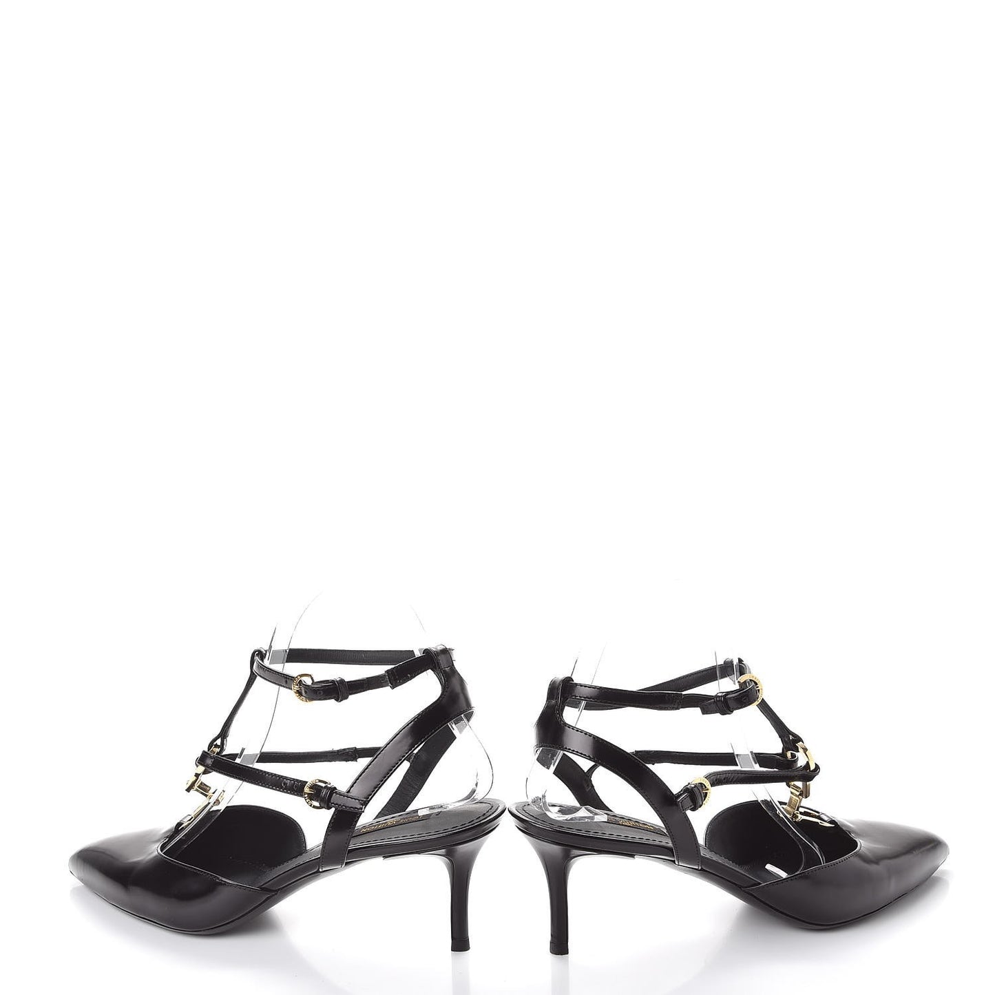 Leather Wynwood Strappy Open Back Pumps 40 Black