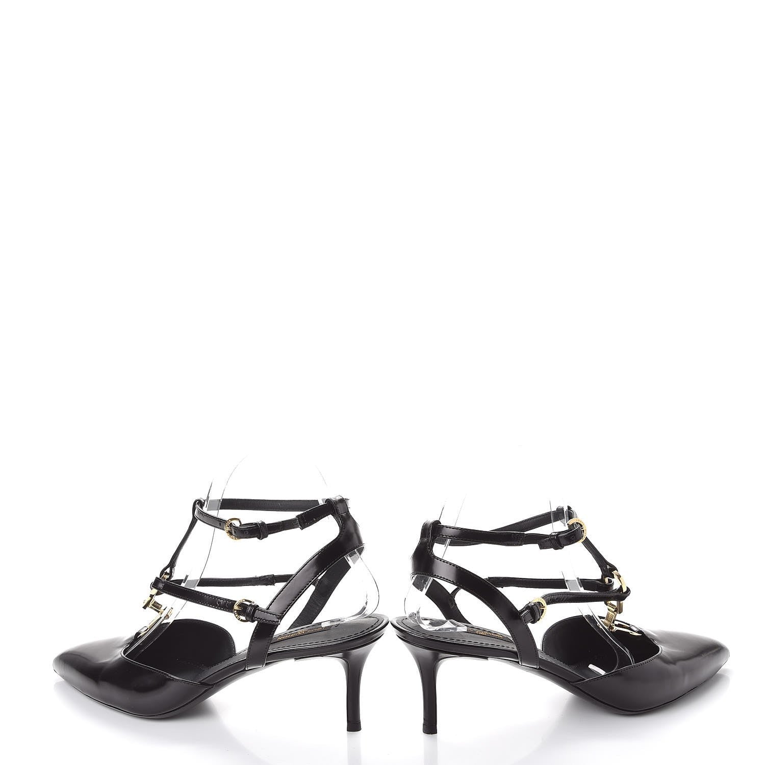 Louis Vuitton Leather Wynwood Strappy Open Back Pumps 40 Black 6 of 10
