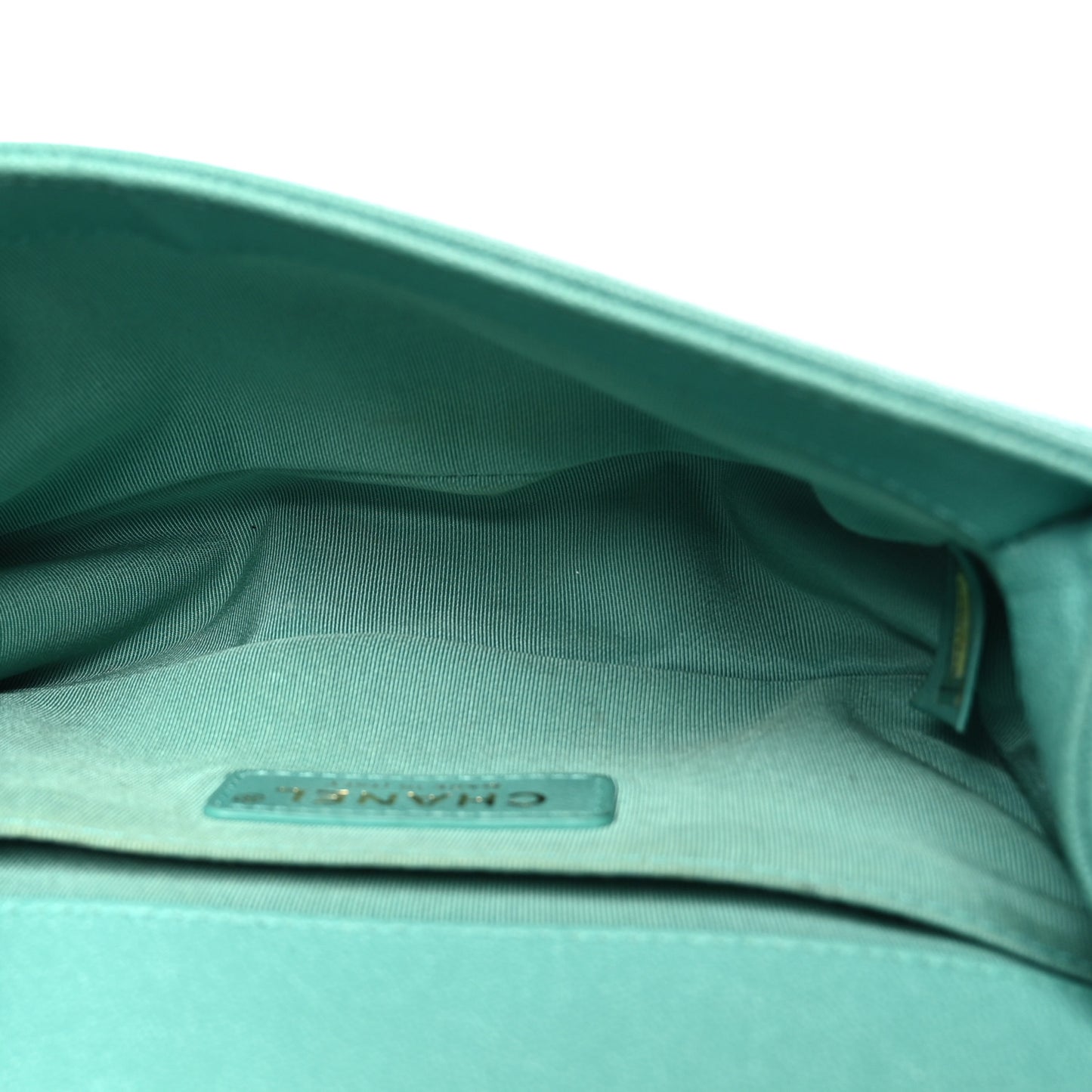 Caviar Chevron Quilted Small Boy Flap Green