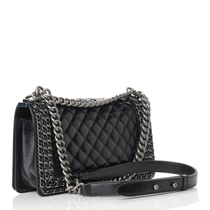 Chanel Glazed Calfskin Quilted Medium Boy Chained Flap Black 3 of 9