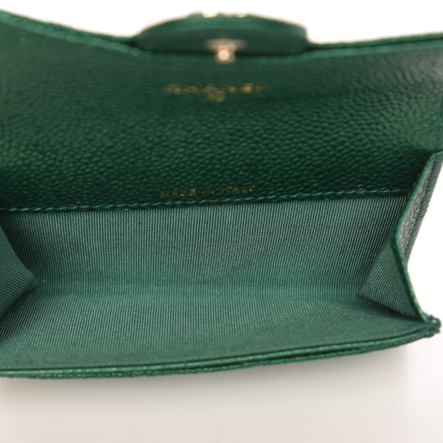 Chanel Metallic Caviar Quilted Card Holder Wallet Green 5 of 9