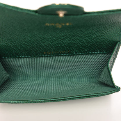 Chanel Metallic Caviar Quilted Card Holder Wallet Green 5 of 9