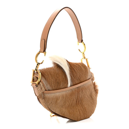Christian Dior Pony Hair Saddle Bag Brown 3 of 10