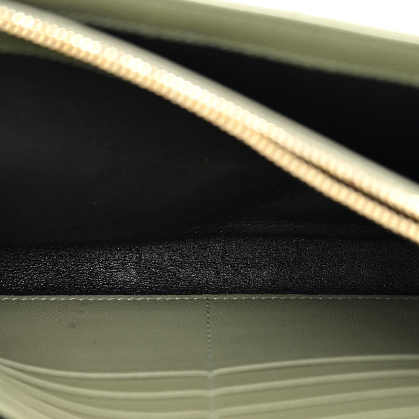 Grain De Poudre Matelasse Chevron Monogram Chain Wallet Light Sage
