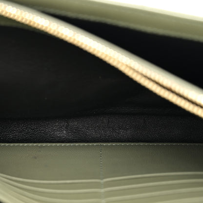 Saint Laurent Grain De Poudre Matelasse Chevron Monogram Chain Wallet Light Sage 5 of 10