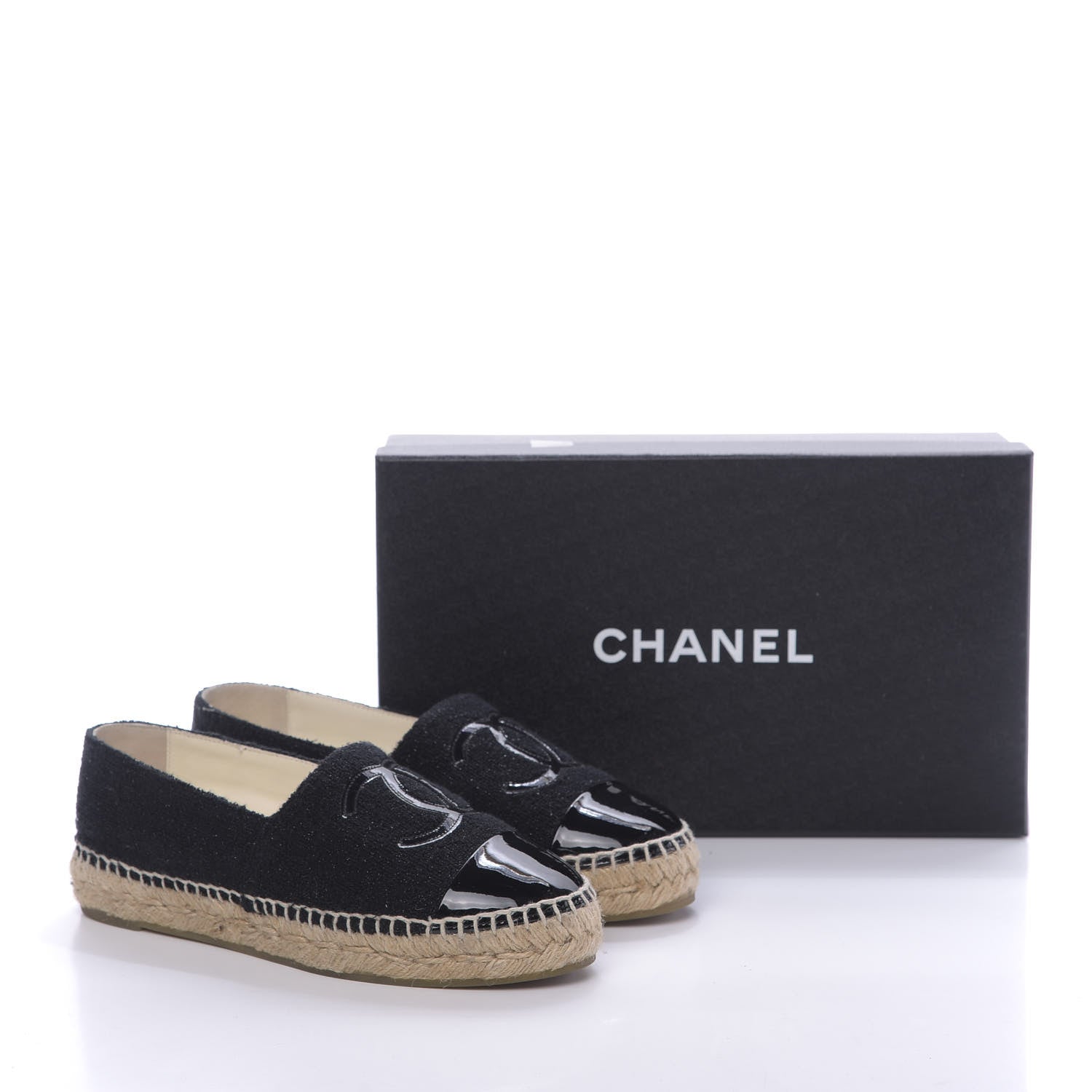 Chanel Fabric Patent Calfskin CC Espadrilles 36 Black 10 of 10