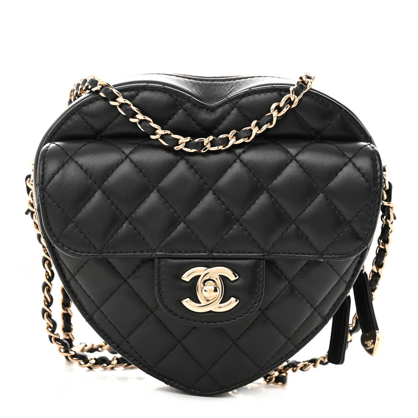 Lambskin Quilted CC In Love Heart Bag Black