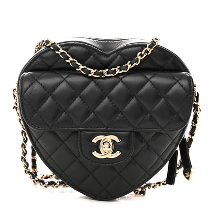 Chanel Lambskin Quilted CC In Love Heart Bag Black 1 of 10