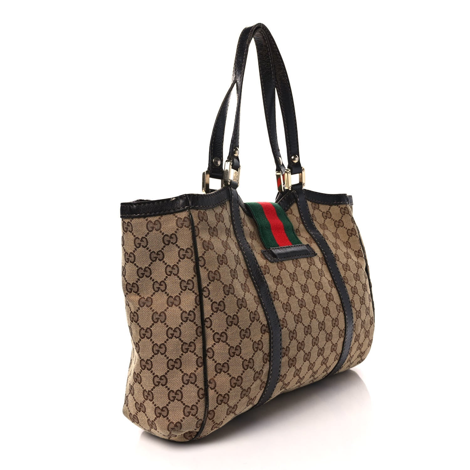 Gucci Monogram New Ladies Web Tote Dark Brown 3 of 15