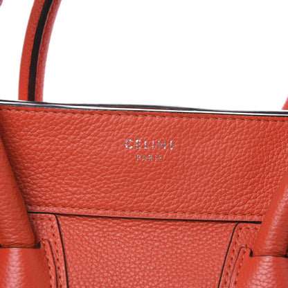 Celine Drummed Calfskin Mini Luggage Coquelicot 11 of 11