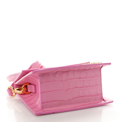 Jacquemus Calfskin Crocodile Embossed Le Chiquito Moyen Pink 4 of 8